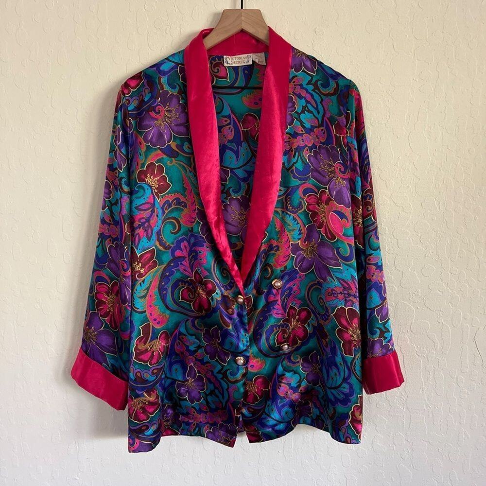 Vintage Victoria’s Secret Gold Label Night Shirt Blazer Small Sleep Pajama Top